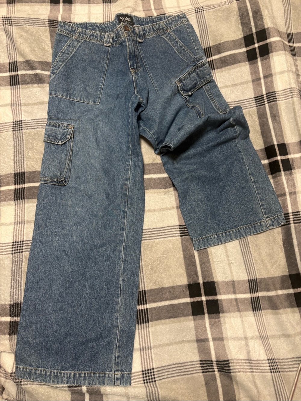 Relaxed Wide-Leg Carpenter Jeans - Blue Denim
